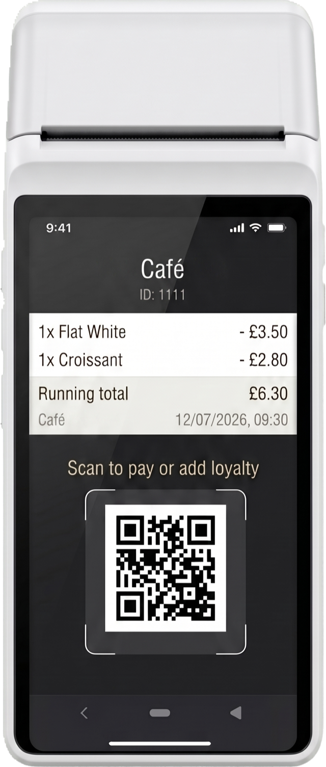 POS terminal scanning a loyalty QR code
